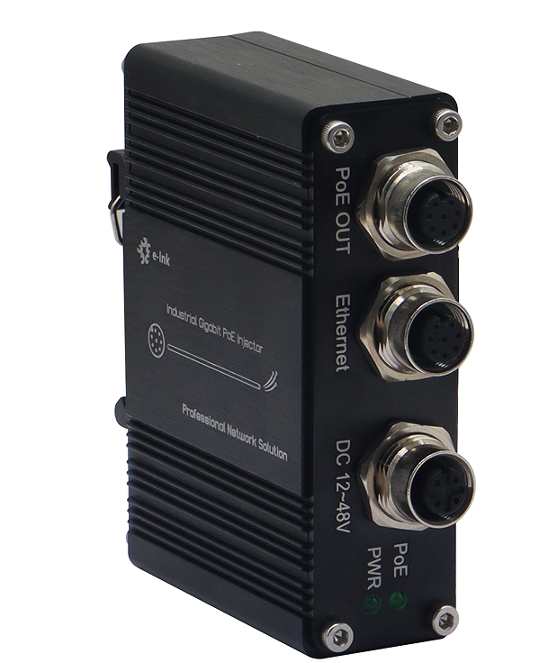 Power Over Ethernet - EN50155 Industrial M12 PoE Injector 12-48V