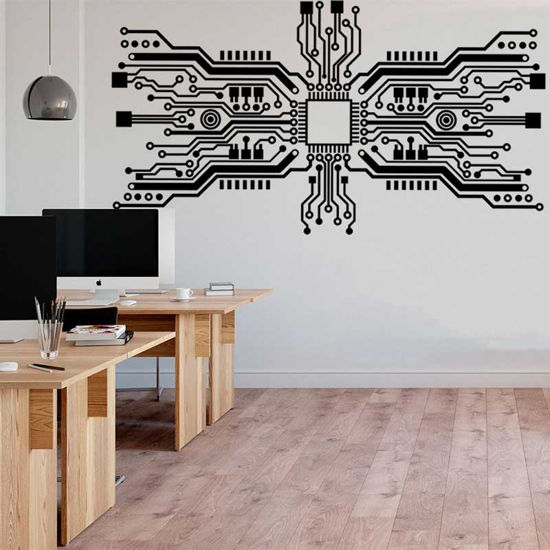 Tech Office Wall - Circuit Board Chip Wall Sticker Tech