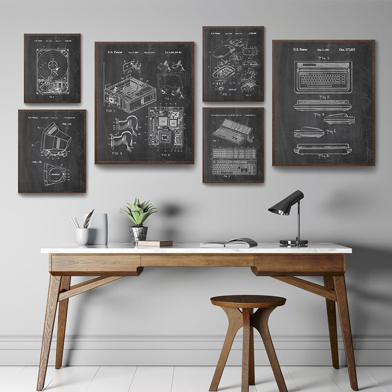 6Pcs Vintage Computer Patent W - Tech Office Wall recension och pris