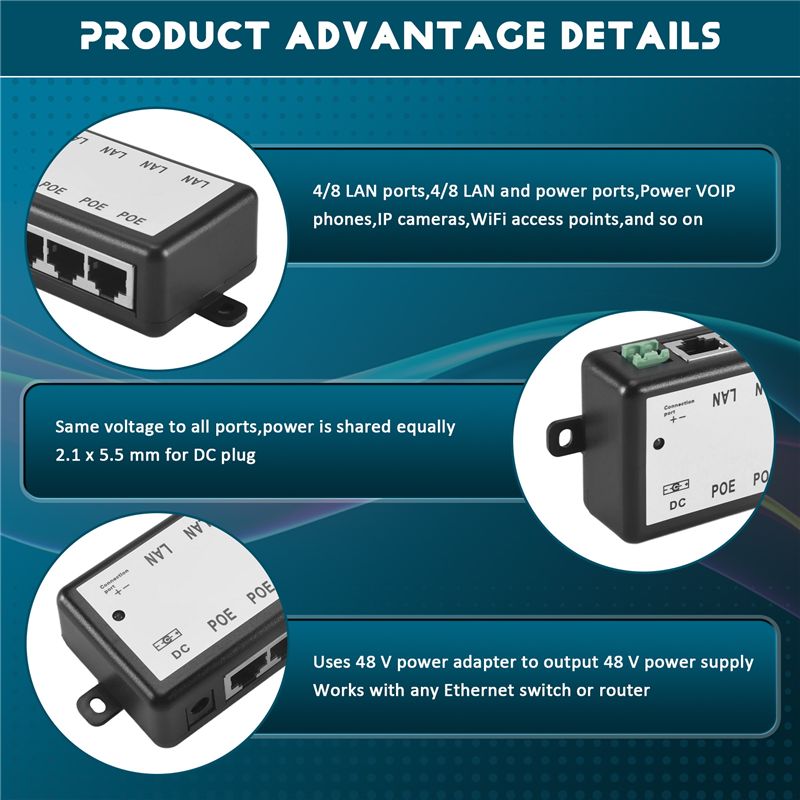 PHILE-8 Ports Poe Injector Poe - Power Over Ethernet recension och pris