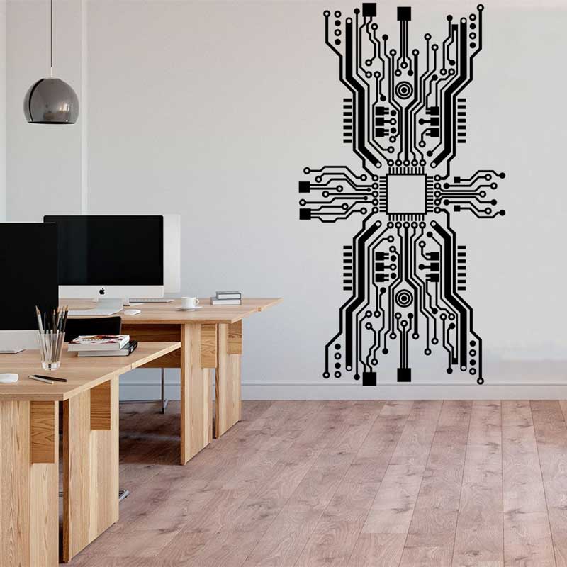 Circuit Board Chip Wall Sticke - Tech Office Wall recension och pris