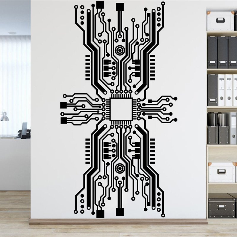 Circuit Board Chip Wall Sticke - Tech Office Wall recension och pris