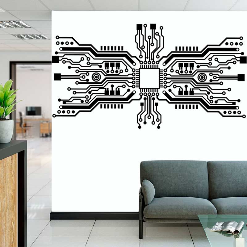 Circuit Board Chip Wall Sticke - Tech Office Wall recension och pris